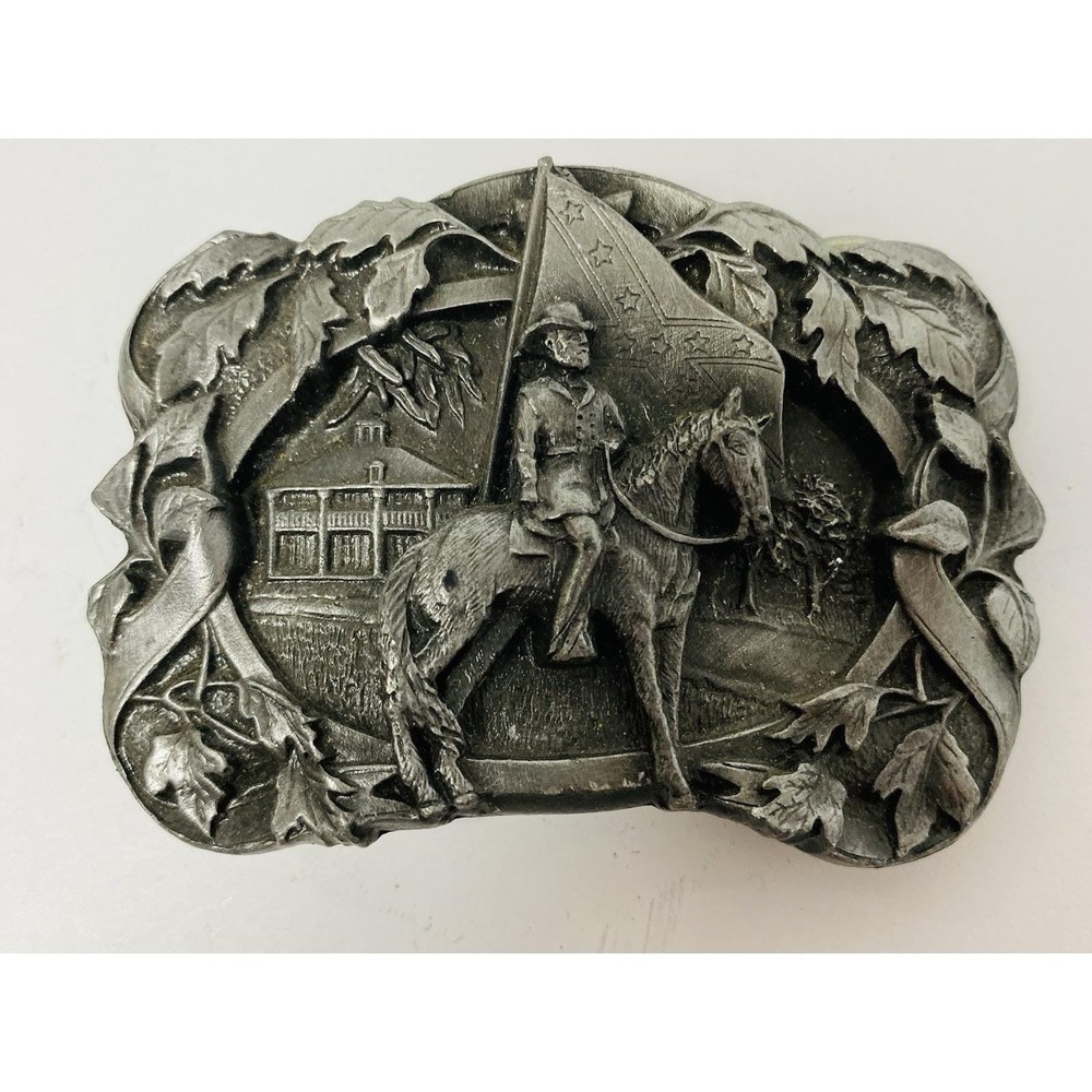 Siskiyou 1986 Patriotic Belt Buckle Man On Horse Made USA Vintage‎